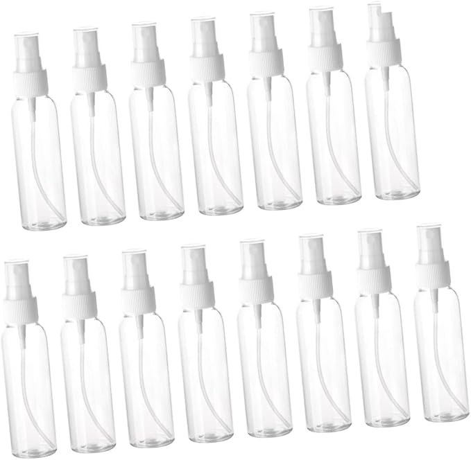 Mikinona 15pcs Mini Spray Bottles Food Grade Containers Refillable Storage for Travel Car Home Continuous Mist Spray