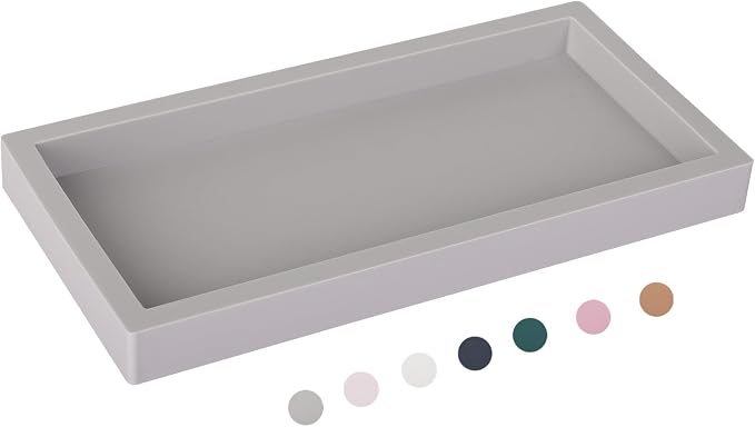 Silicone Bathroom Vanity Tray Dish Soap Holder Sink Organizer, Light Grey | Small, Thickened Silicone, Easy to Clean, Waterproof, Non-Slip, for Countertop, Kitchen, Bedroom, Dresser