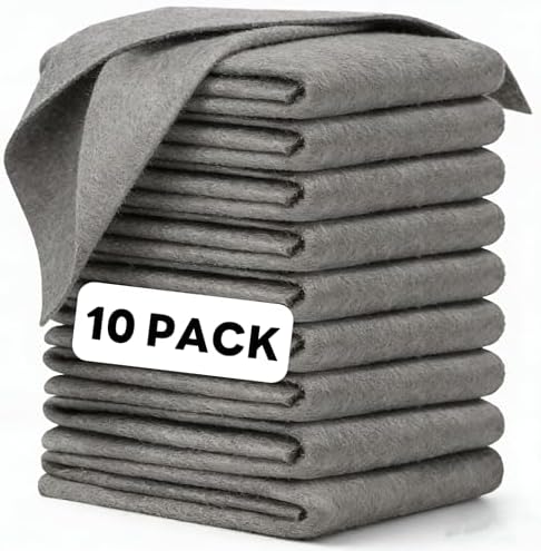 Thickened Magic Cleaning Cloths - 10 Pack Premium, Streak/Lint/Scratch-Free for Cars, Ultra-Absorbent Reusable Rags for Screens, Glass, Windows, Kitchen & Mirror, Durable, Gray (11.8''x 7.8'')