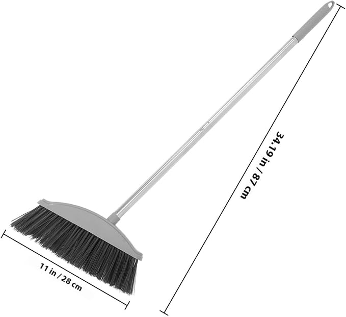 Abaodam Indoor and Outdoor Cleaning Broom with Long Handle, Heavy Duty Floor Sweeping Broom for Pet Hair and Dust Removal, Nordic Gray Handheld Floor Cleaning Tool for Home Use