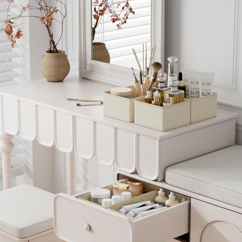 DIMJ Drawer Organizer Clothes, 12 Pack Dresser Organizer, Foldable Closet Organizers and Storage, Fabric Dresser Bins, Drawer Dividers for Nursery, Baby Clothes, Underwears, Sock (Beige)
