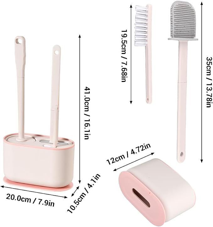 Toilet Brush Set, Bathroom Accessories, Toilet Bowl Cleaners, Deep Cleansing Multifunctional Hanging Toilet Brush Set for Bathroom(Cherry Blossom Pink)