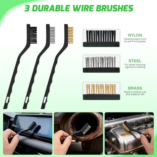 Nilight 37PCS Car Detailing Kit for Interior Exterior Car Care, Green | car wash cleaning kit with storage bag, Deep Clean Car Care Glass Windshield Dashboard Seat Air Vents Wheels Tires