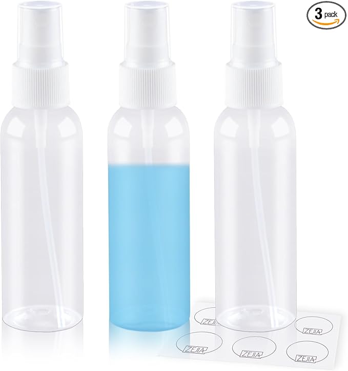 2 Pack Small Spray Bottle, 2OZ Travel Spray Bottle (Clear) | Fine Mist Plastic Spray Bottle, Refillable & Leak Proof Sprayer for Hair, Face Toner, Cleaning, Plants with Labels