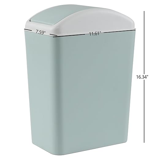 4.5 Gallon Plastic Trash Can with Lid, Swing Top Garbage Bin, Blue | Small Slim Swing Lid Trash Bin