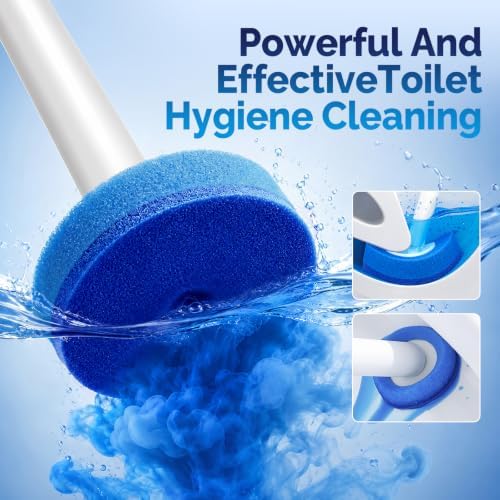 Disposable Toilet Brush Refills 35 Pack, Pre-Inserted Cleaning Heads with Toilet Bowl Brush, Deep Cleaning Scrubbers for Bowl Rim and Corners, Effective Stain Removal
