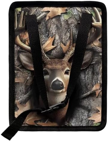 Hunting Deer Forest Camo Print Car Trash Can with Lid and Zipper Portable Foldable Garbage Can Hanging for Headrest Leakproof Organizer and Storage Bag Car Accessories