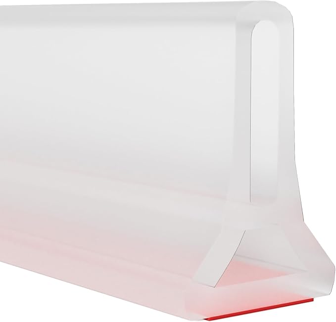 Hi-Na 3ft/5ft/6ft/8ft10ft Collapsible Shower Threshold Water Dam Water Barrier for Shower and Water Stopper Keeps Water Inside Water Threshold for Wet and Dry Separation (5ft, Clear)