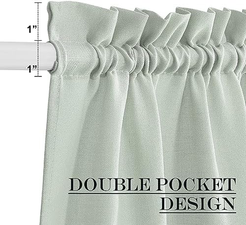 NICETOWN Sage Green Kitchen Sheer Door Window Curtain 26 x 72 inches Long | Light Filtering, Rod Pocket with Tieback, Farmhouse French Door Shade for Front Back Window Cover, 1 Panel, Off White
