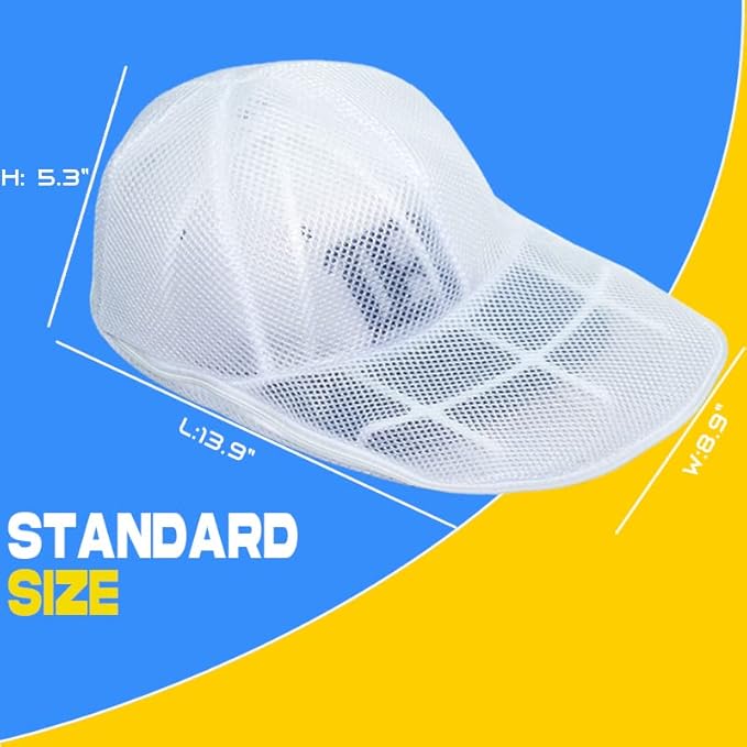 Hat Washer Cage for Washing Machine (2 Pack - White) | Baseball Cap Washer with Mesh Bags, for Washing Machine or Dishwasher, Ball Cap Washers Frame for Flat & Curved Hats