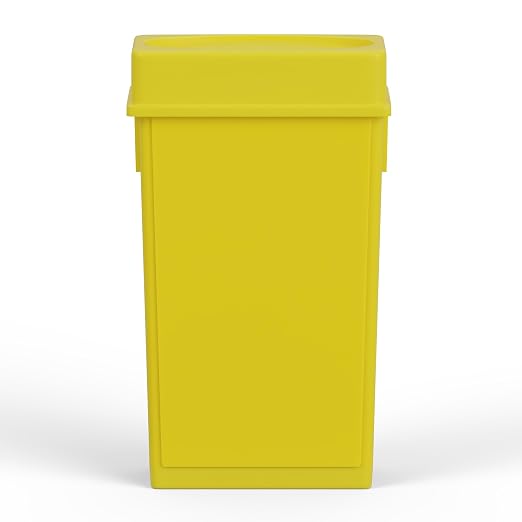 23 Gallon Yellow Rectangular Slim Trash Can with Drop Shot Lid | Great for Home, Commercial, or Restaurant Use.