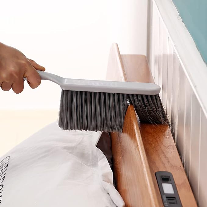 Dusting Brush, 13" Short Thick Firm Plastic Bristles Broom | Medium Handheld Dust Besom, Cleaning Heavier Litter, Workbench, Machine, Camping, Cloakroom, Gardening, Sofa
