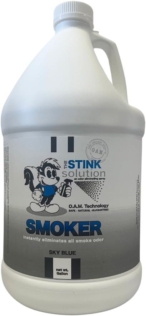 The Stink Solution Smoke Odor Eliminator Spray Refill, Sky Blue, 1 Gallon | Eliminates Smoke Smell at the Source. Deodorizer for Homes, Cars, Clothes, Walls, Upholstery and Curtains. 128 oz Bulk