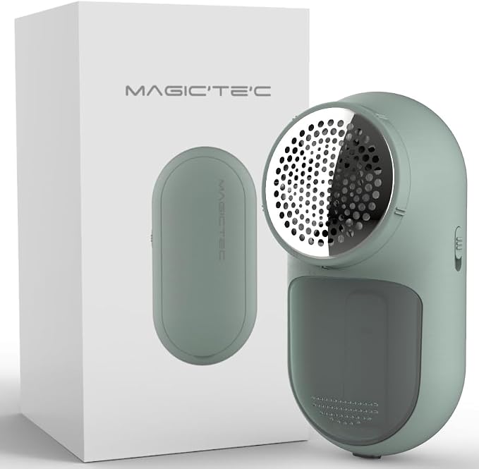 Rechargeable Fabric Shaver, Magictec Lint Remover Sweater Defuzzer Lints Fuzzs Pills Pilling Trimmer for Clothes and Furniture -Battery Operated, Green
