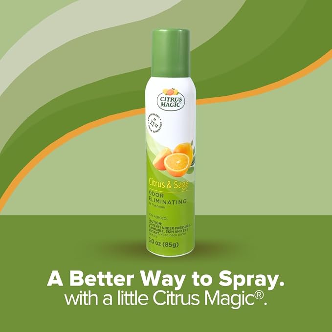 Citrus Magic Air Freshener Spray, Citrus and Sage, 3 Ounce, Pack of 3 | Odor Eliminator for Home, Up to 7 Hours of Freshness, Non-Aerosol, Citrus-Based Formula