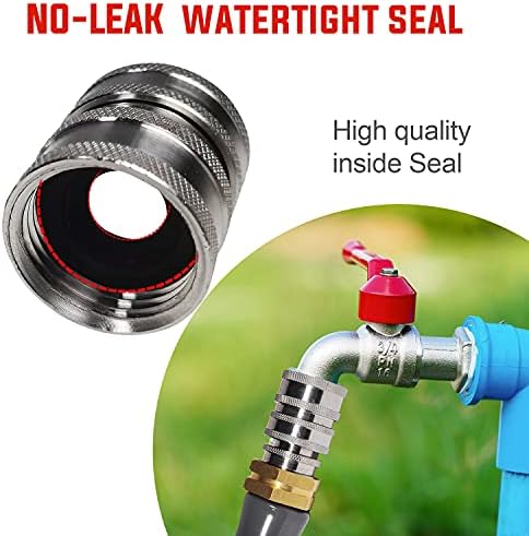 YAMATIC Stainless Steel Garden Hose Quick Connectors, 3/4" Thread (2 PACK) | Heavy Duty Stainless Steel Fittings, Durability and Leakproof for Garden, Yard, Lawn, Instant Connection