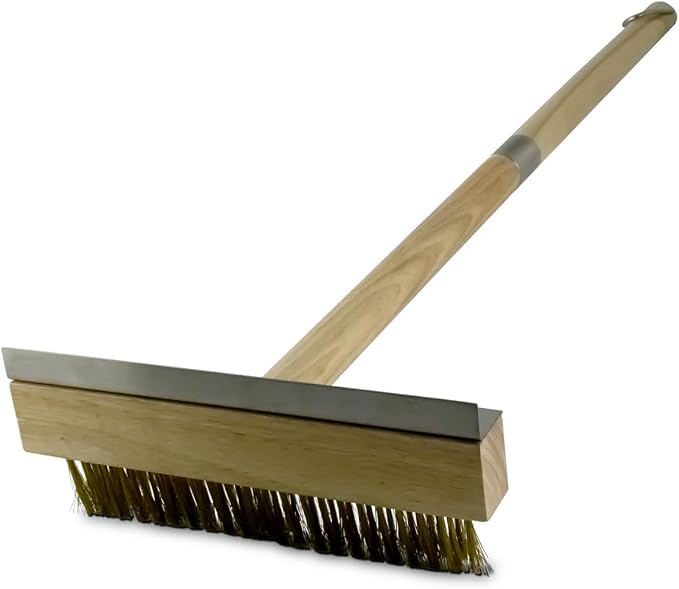 Heavy Duty Wooden Broom with Wire Bristle Brush | Heavy duty wooden broom with wire bristle brush, durable cleaning tool for indoor & outdoor use on patio, garage & kitchen