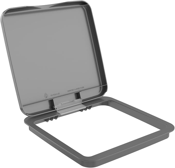 Rev-A-Shelf 27 Qt Under Sink Garbage Can Lid for Kitchen and Bathroom Cabinet, Replacement Trash Bin Lid Only, Metallic Silver, RV-1024-LID-17-1