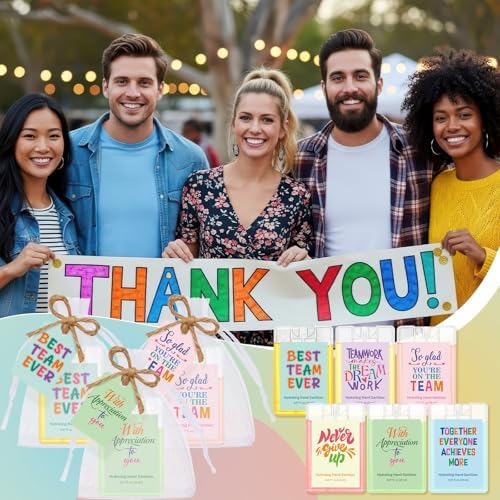 FoldTier 24 Set Housekeeping Week Gifts Bulk Hand Sanitizer Spray | Team Employee Appreciation Gift for Teacher Coworker Staff Nurse, 0.67 oz Mini Mist Hand Sanitizer Spray Travel Size with Tag