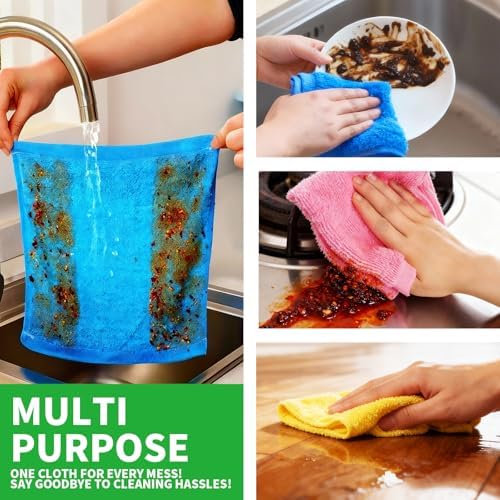 Bamboo Microfiber Cleaning Cloth-8Pcs Kitchen Wash Cloths,Wood Fiber Window Glass Rags,Micro Fiber Cloth for Cleaning Suitable for Dishes,Car Towel Rag Made From Baby Washcloths Material (multicolour)