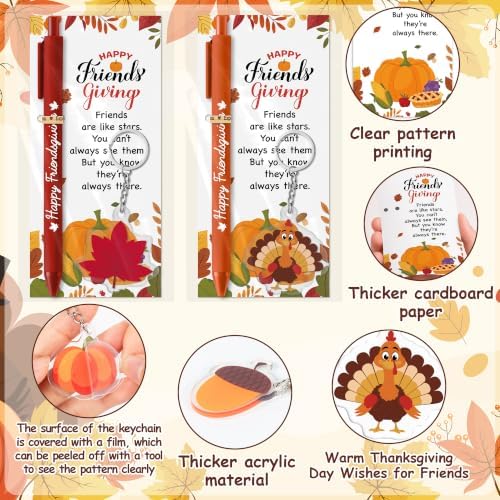ANGOLIO Friendsgiving Party Favors Bulk, 30 Sets Fall Thanksgiving Gifts | Thank You Gift Set Include Ballpoint Pens Bookmarks Keychains, Friends Coworkers Students Party Supplies, Classroom Rewards