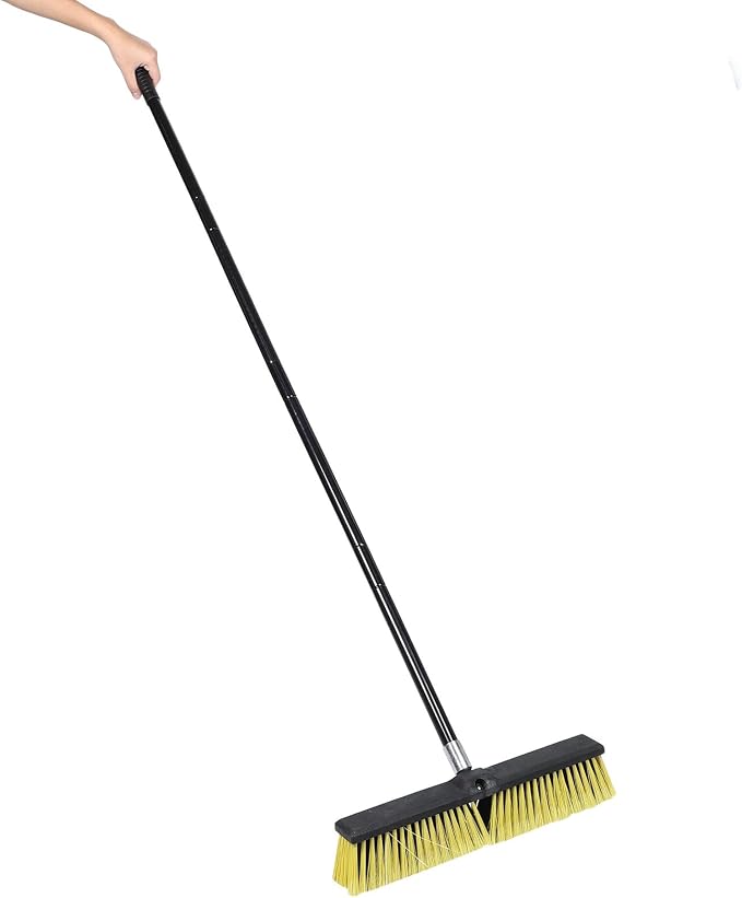Heavy Duty Outdoor Push Broom with Long Handle for Concrete and Floor Cleaning, Pp Bristles for Large Surface Cleaning, for Street, Patio, Driveway, and Garage Use