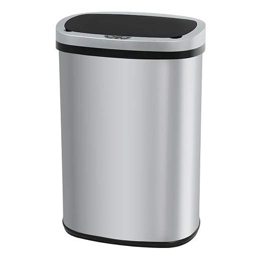 Kitchen Trash Can 13 Gallon Touchless Trash Bin with Lid,Stainless Steel | Automatic Motion Sensor Bathroom 50 Liter Trash Can ,Garbage Can Waterproof Garbage Bin Wastebasket for Toilet,Bedroom
