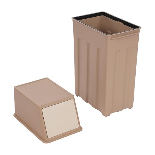 8-Gallon/30L Slim Trash Can with Lid, Modern Kitchen & Office Tall & Narrow Garbage Bin, Odor-Proof Large Capacity, Flap Cover for Home, Bathroom, Outdoor (Light Coffee)