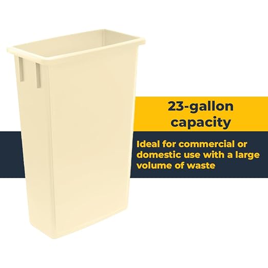 3 pack 23 Gallon Waste Bin with Swing Lid, Heavy-Duty Trash Can, Slim Rectangular Garbage Bin, Durable Waste Container, Recycling Bin, Plastic Wastebasket for Kitchen, Garage, Restaurants, Office