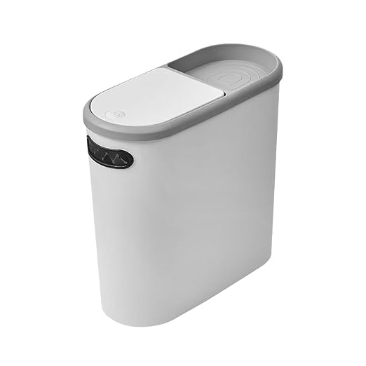 Slim Trash Can with Lid Leakproof Waste Container | Kitchen Compost Trash Can for Home RV Office Dormitory Boat Bathroom Bedroom Laundry Room Garage Restaurant