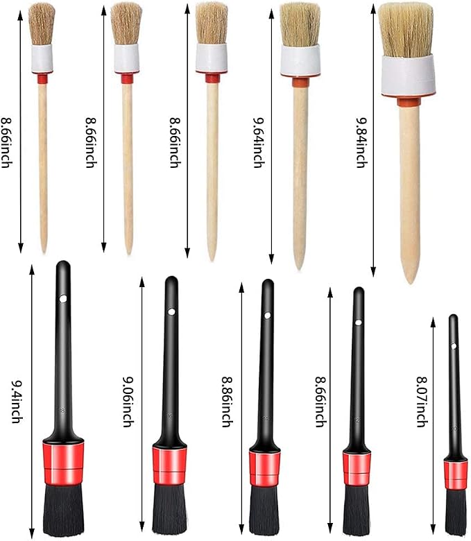 10PCS Car Auto Detailing Brushes Set Interior & Exterior Cleaner | Wheels, Leather, Dashboard, Vents, Engine, Hard-to-Reach Areas, Detail Kit, Cleaning Tools, Automotive, Garage, Gift.