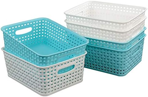 Vababa Plastic Storage Baskets/Storage Bins, Pack for 6