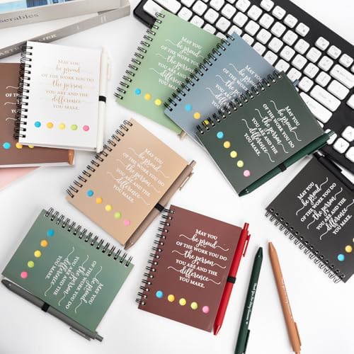 40 Sets Employee Appreciation Gifts Bulk Inspirational Spiral Notebook Journal with Sticky Notes Bamboo Pen Back to School Gifts for Students Teacher Nurse Coworker Office Team Housekeeping Staff
