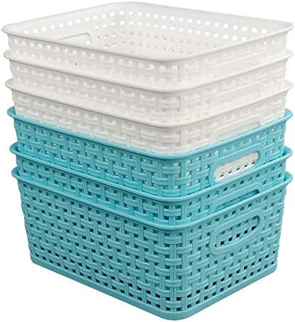 Vababa Plastic Storage Baskets/Storage Bins, Pack for 6