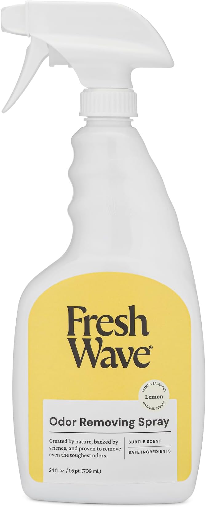 Fresh Wave Odor Eliminator Spray for Room & Fabric, 24 oz, Lemon | Plant oil and water formula, Pet safe air freshener, Furniture spray deodorizer, Bathroom and trash can use