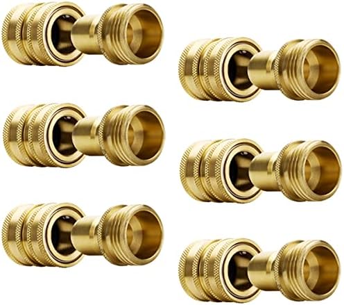 YAMATIC Brass Garden Hose Quick Connect Fittings, 3/4" Thread (6 PACK) | Heavy Duty Solid Brass Fittings, Durability and Leakproof for Garden, Yard, Lawn, Instant Connection