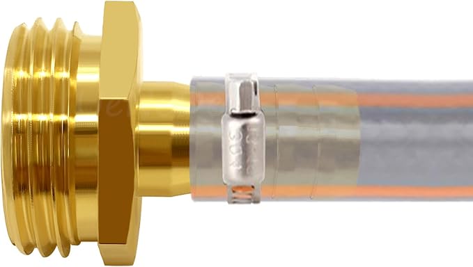Uenede Brass 1/2" Barb x 3/4" GHT Male Garden Hose End Connector, 2PCS | Splicer Mender Repair Fitting Fit for 1/2"ID Garden Hose Includes Clamps