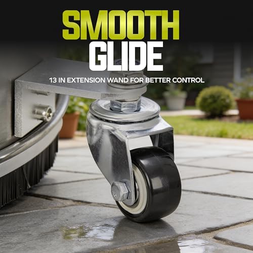 Sun Joe SPX-SC14 Universal 14-Inch Pressure Washer Surface Cleaner with 4 Wheels - Stainless Steel, 1/4" Heavy Duty 4000 Max PSI Quick Connect, for Driveways, Patios, Sidewalks & Decks