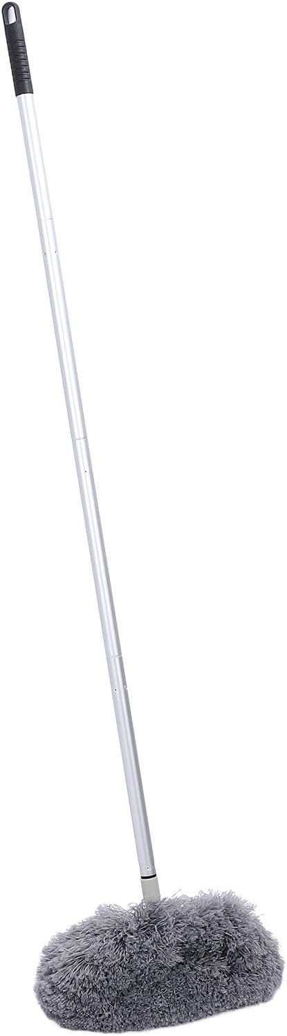 Extra Long Round Duster, 360 Degree Rotation, Washable Ceiling Fan Duster, 140Cm High Dust Removal Tool for High Ceilings, Furniture Gray