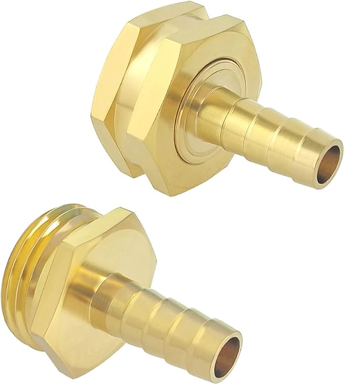 Hooshing 1/4" Garden Hose Repair Kit Male and Female Hose Mender End Repair | Heavy Duty Brass Hose Connector, with Stainless Clamps