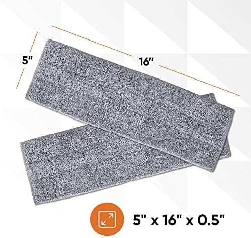 Superio Microfiber Mop Pads Refill for Flat Surfaces - Velcro Head, 16 Inch - 3 Pack - Grey