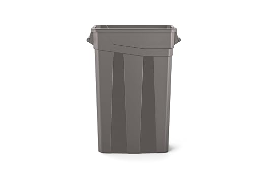Suncast 23 Gal, Commercial Narrow Trash Can with Handles, Gray, Made in USA