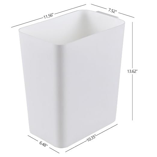Zopnny 3-Pack 4.5 Gallon Slim Plastic Trash Can, Trash Waste Grabage Can | Small Rectangular Commercial Office Recycling Bin, Space-Saving Wastebasket for Bathroom, Bedroom, Kitchen, White