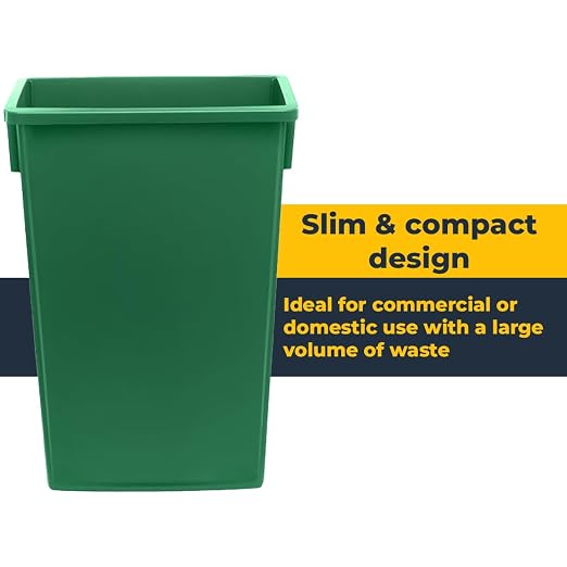 3 pack 23 Gallon Waste Bin with Swing Lid, Heavy-Duty Trash Can, Slim Rectangular Garbage Bin, Durable Waste Container, Recycling Bin, Plastic Wastebasket for Kitchen, Garage, Restaurants, Office