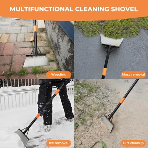 ZMGZMM Multifunctional Cleaning Shove,Metal Floor Scraper Tool for Weeding, Scraping, Ice & Snow Removal, Driveway, Sidewalk, Garden, Outdoor