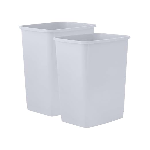Superio 4.5 Gallon Plastic Trash Can, Waste Bin for Home, Kitchen, Office, Bedroom, Bathroom- 18 Qt (2 Pack, White Smoke)