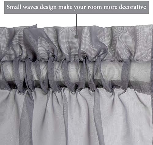 MIULEE Dark Grey 54 Wide and 72 Inches Length French Door Sheer Curtains | Light Filtering Window Treatment with 2 Tiebacks, Front Back Patio Glass Door, Set of 2