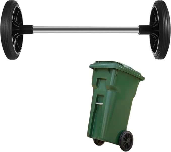 DOITOOL Trash Can Wheels Replacement Kit with 18.8" Hollow Shaft, 7" Rubber Garbage Bin Wheels and 1.2" Axle Set for Outdoor Recycling Cans, City Bin Mobile Cart Parts Pulley Trash Accessories
