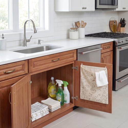 Reusable Dirty Rag Bag with Plastic Liner for Under Sink Cabinet Door