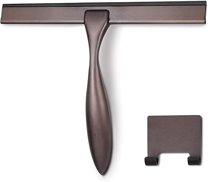 Hiware All-Purpose Shower Squeegee for Shower Doors, Bathroom, Window and Car Glass - Bronze, Stainless Steel, 12 Inches